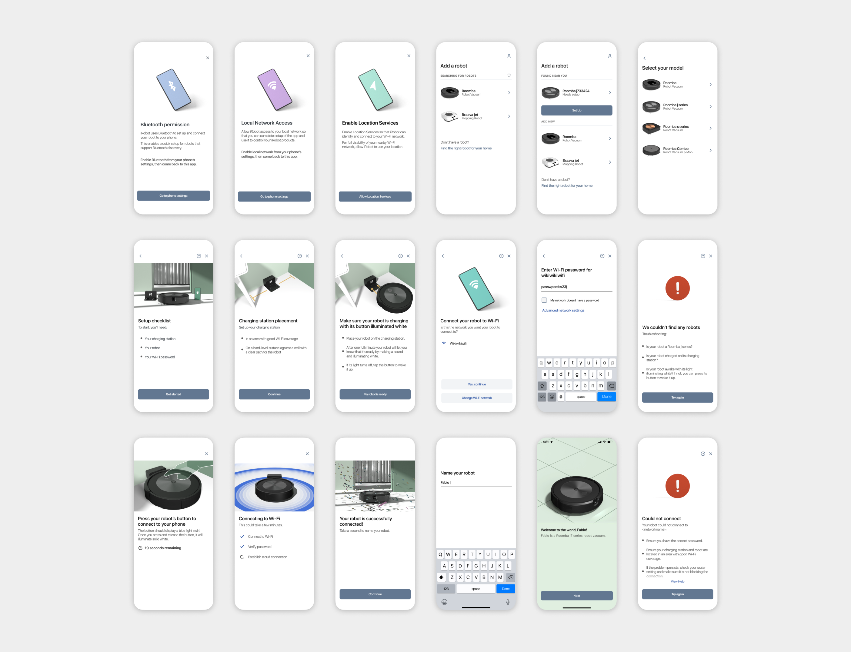 Final UI — sample screens from setup paths