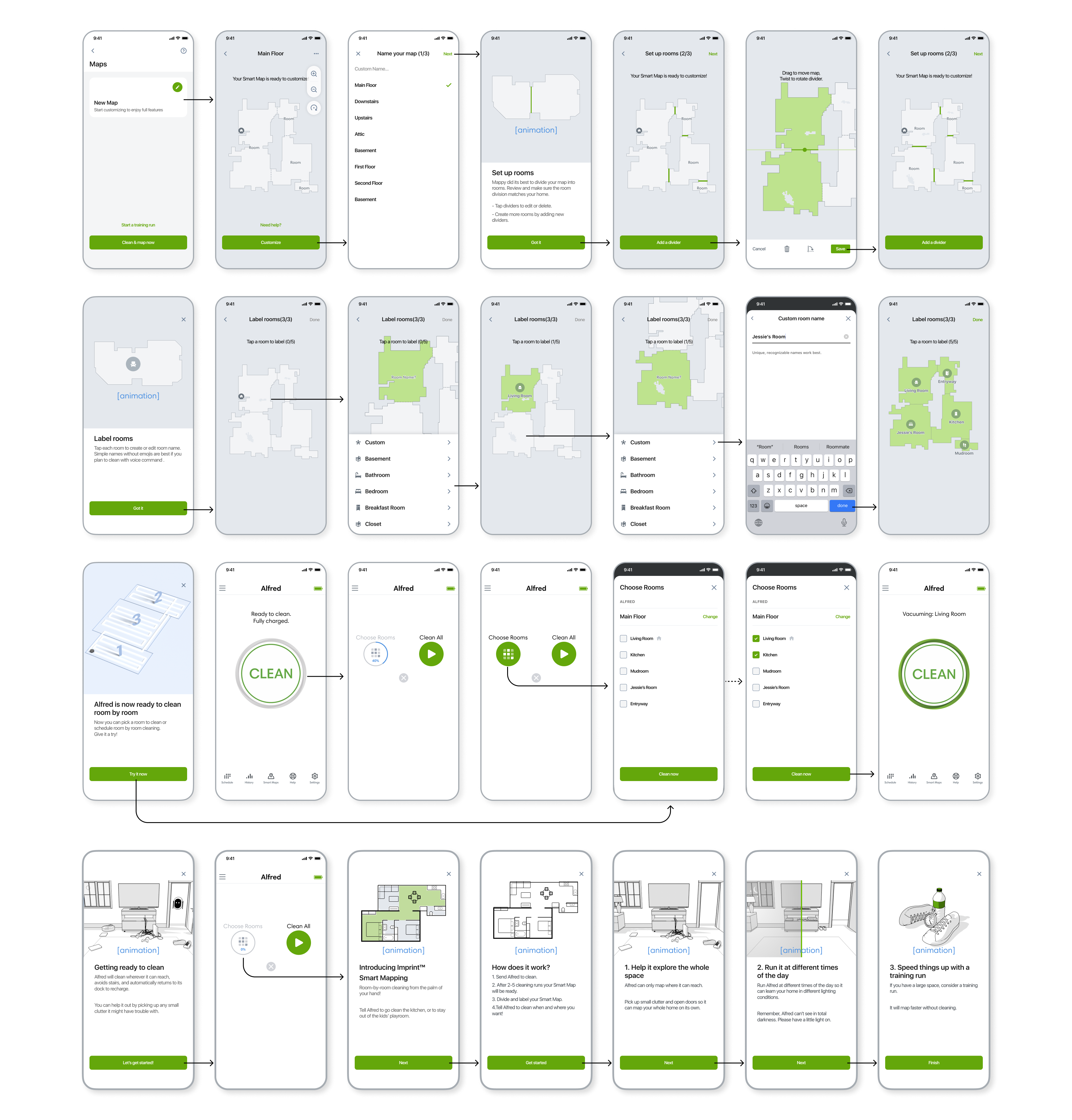 Final design — complete Roomba Smart Mapping flow
